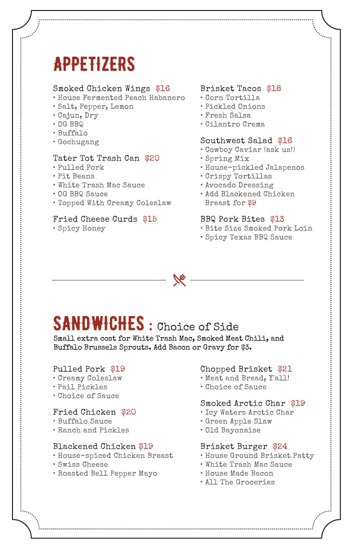 The Menu Smoke & Sow