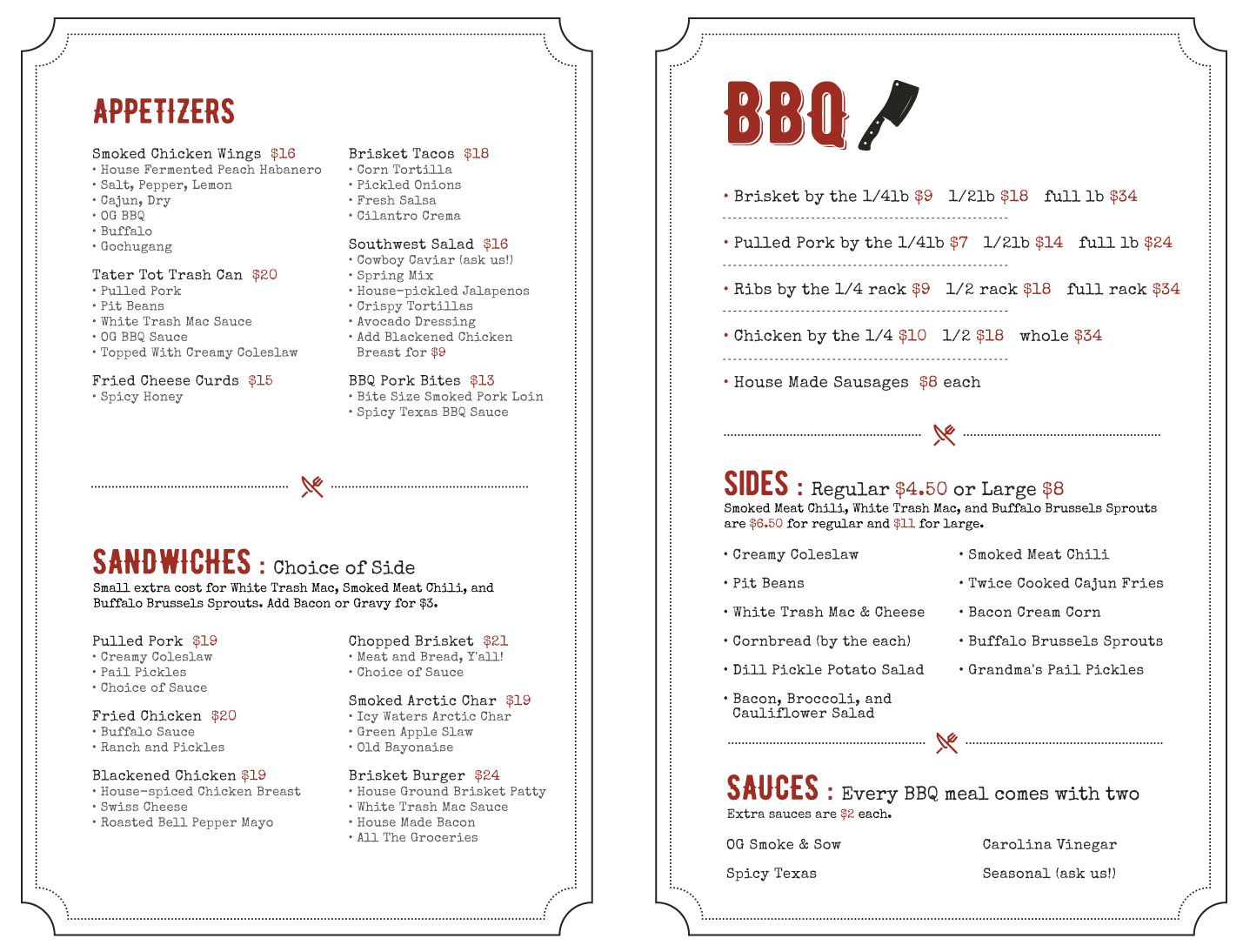 The Menu Smoke & Sow