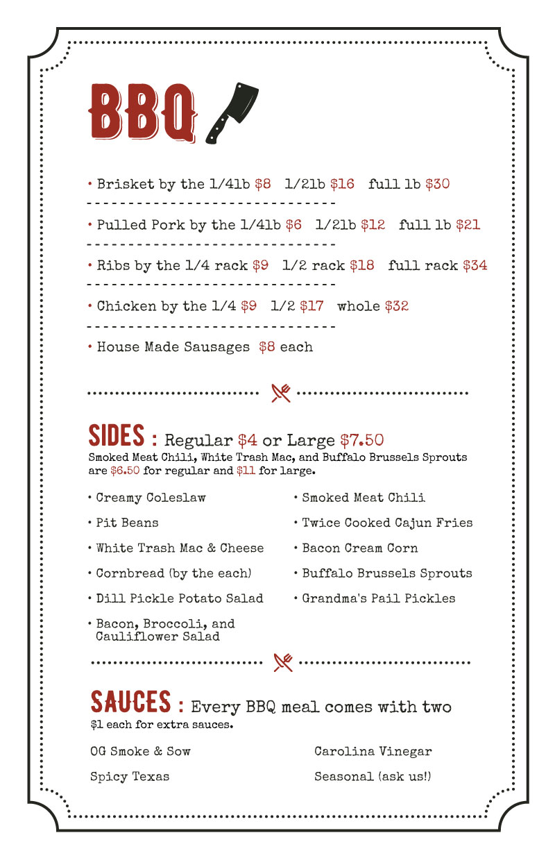 The Menu Smoke & Sow