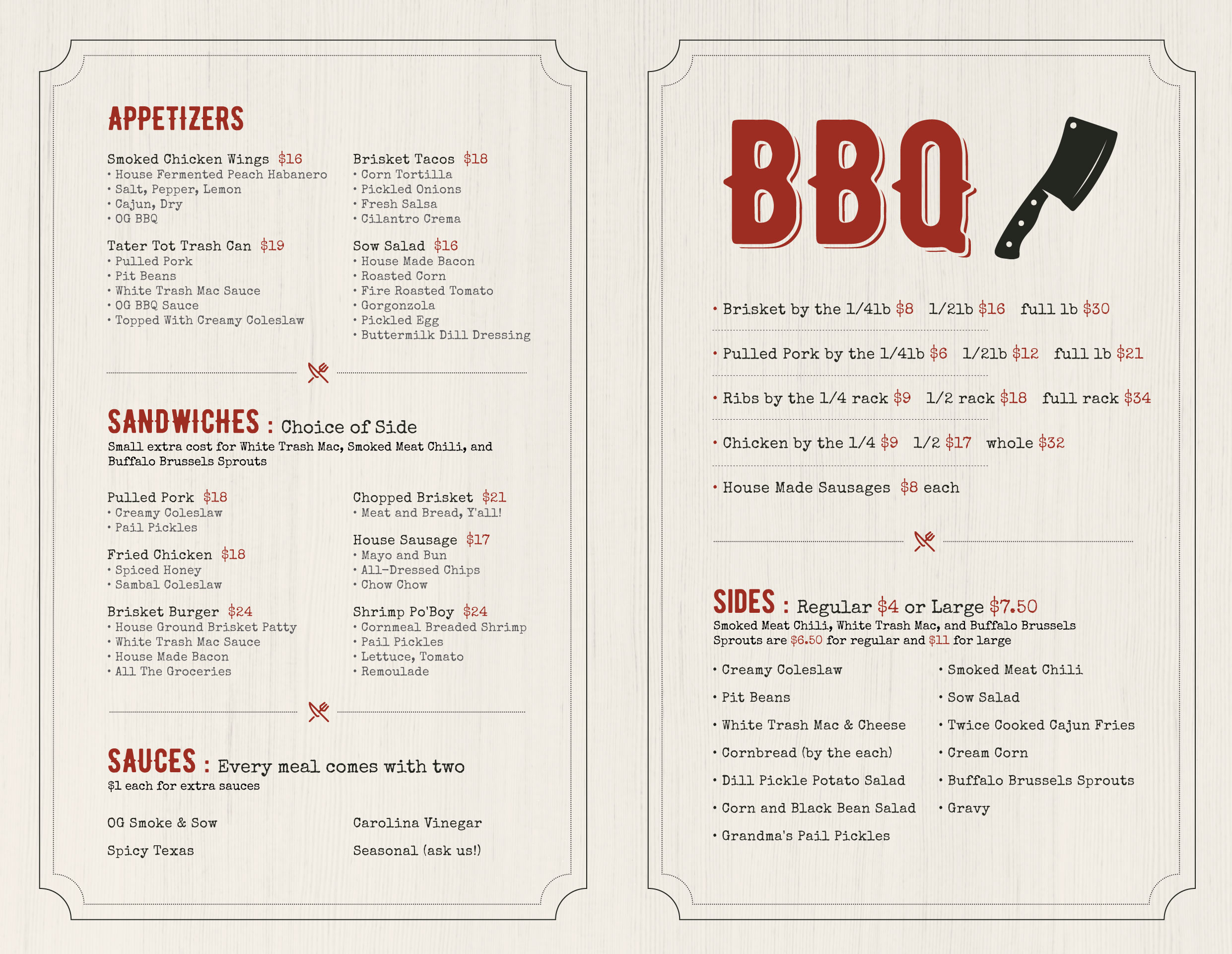 The Menu Smoke & Sow